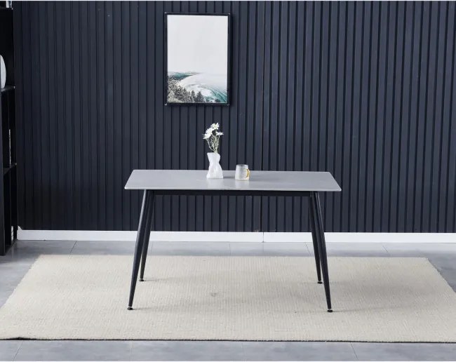 Jedálenský stôl 130x70 cm HT-406M mramor, čierny / sivý