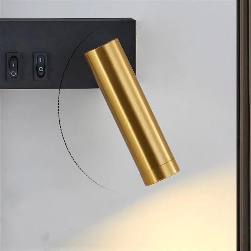 Toolight Toolight, LED nástenné svietidlo 8W, 4000K, APP1439-W RIGHT, čierna-zlatá lesklá, OSW-04777