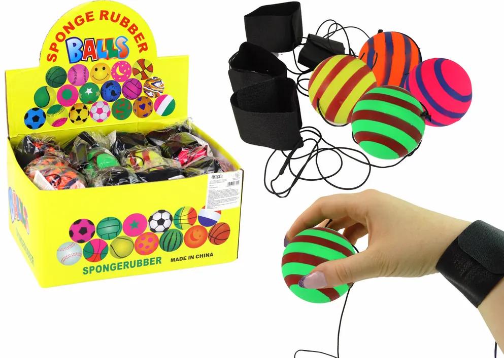 Lean Toys Pásikavá lopta na gumičke – 6cm