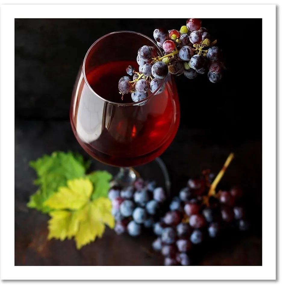 Obraz na plátně Hrozny Červené víno - 50x50 cm