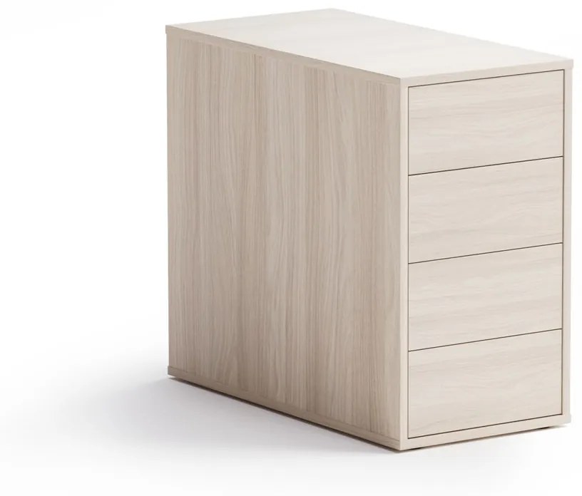 PLAN Kancelársky prístavný kontajner BLOCK Wood, 4 zásuvky, dub prírodný
