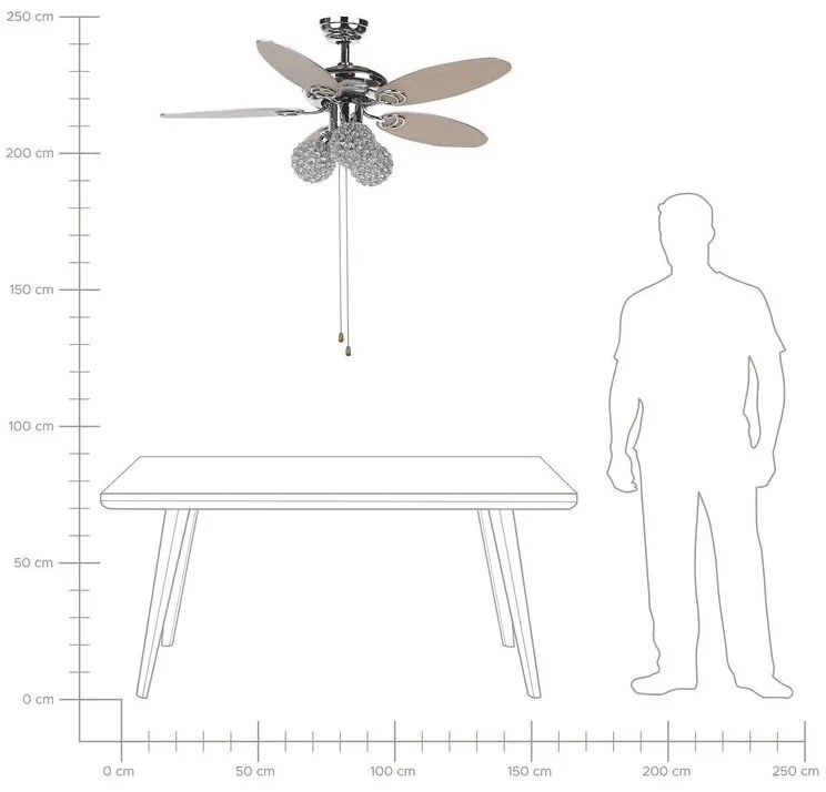 Stropný ventilátor so svetlom strieborný HEILONG Beliani