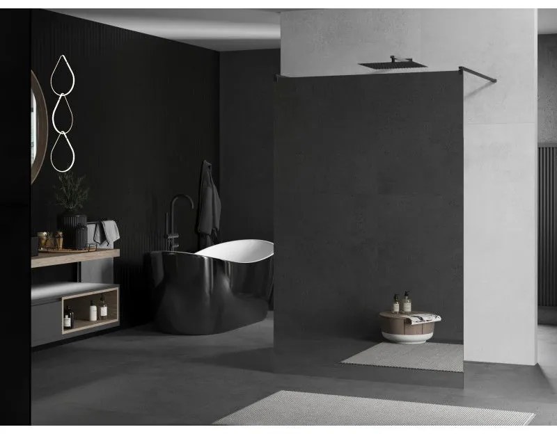 Mexen Kioto, sprchová zástena Walk-In 120 x 200 cm, 8mm sklo vzor zrkadlo, grafitový profil, 800-120-002-95-50