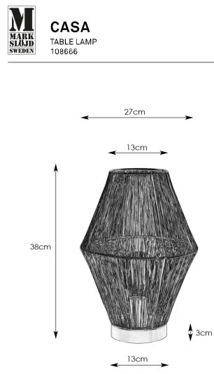 Markslöjd 108666 - Stolná lampa CASA 1xE27/40W/230V čierna