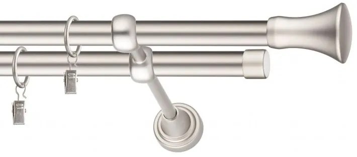 Dekorstudio Chrómová matná dvojradová garniža MONACO 19mm Dĺžka: 120cm, Typ uchytenia: Držiak dvojitý modern, Typ príslušenstva: Bez príslušenstva