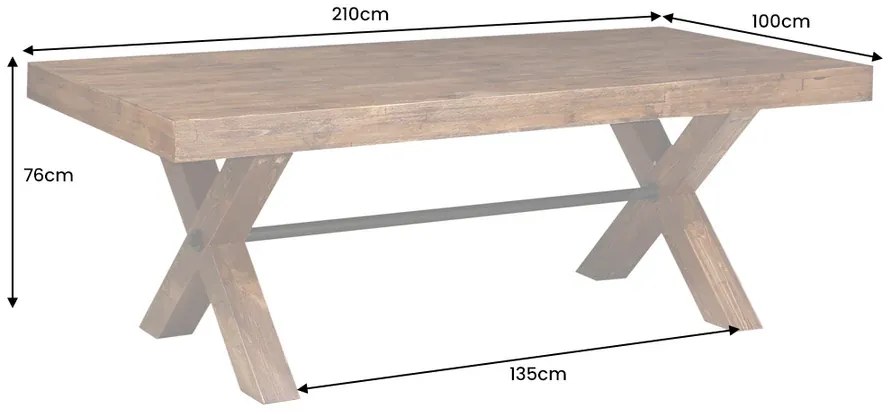 Jedálenský stôl GOLIATH 210 cm borovicové drevo
