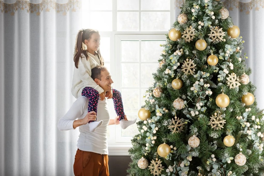 VIANOČNÁ ZÁCLONA NA KRÚŽKOCH XMAS 140X250 CM HVIEZDY