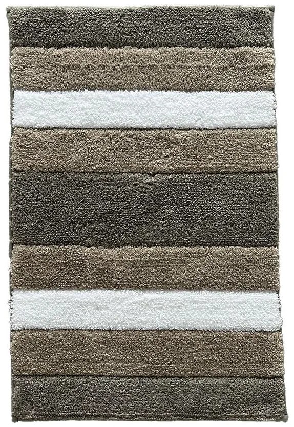 Kúpeľňový koberček 50x80cm, šedé a béžové pruhy