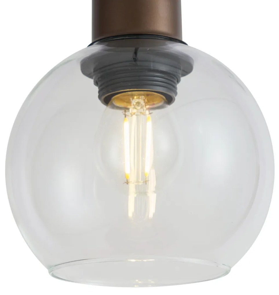 Moderné závesné svietidlo bronzové s čírym sklom pre 1-fázový koľajnicový systém - Iconic Lava