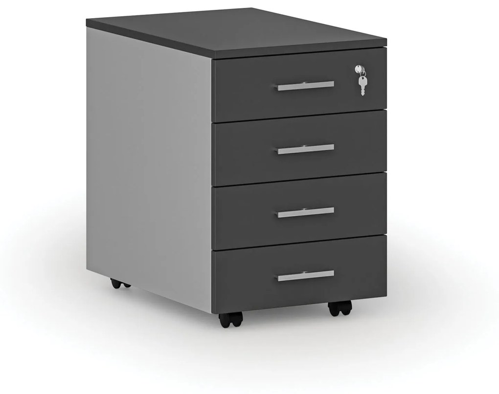 Kancelársky mobilný kontajner PRIMO GRAY, 4 zásuvky, sivá/grafit