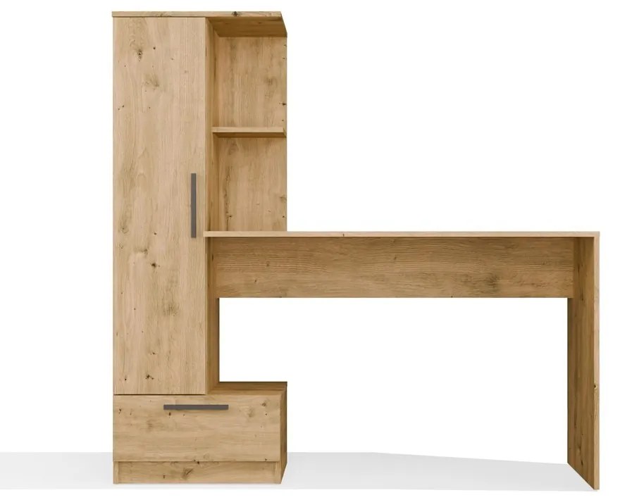 Písací stôl so vstavanou skriňou a policami COSMO dub artisan