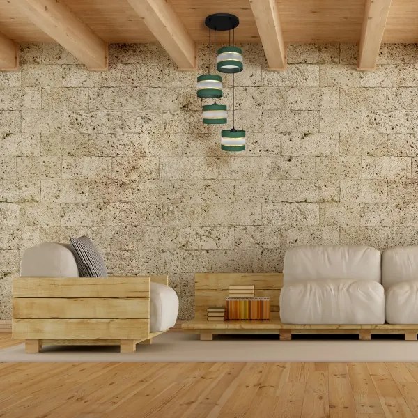 Luster na lanku HELEN 4xE27/15W/230V zelená/zlatá