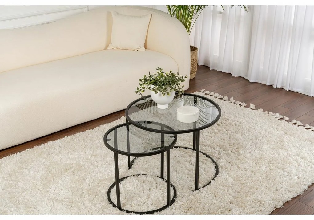 Súprava konferenčných stolíkov Aurum Black and Grey 60 cm, 2 ks