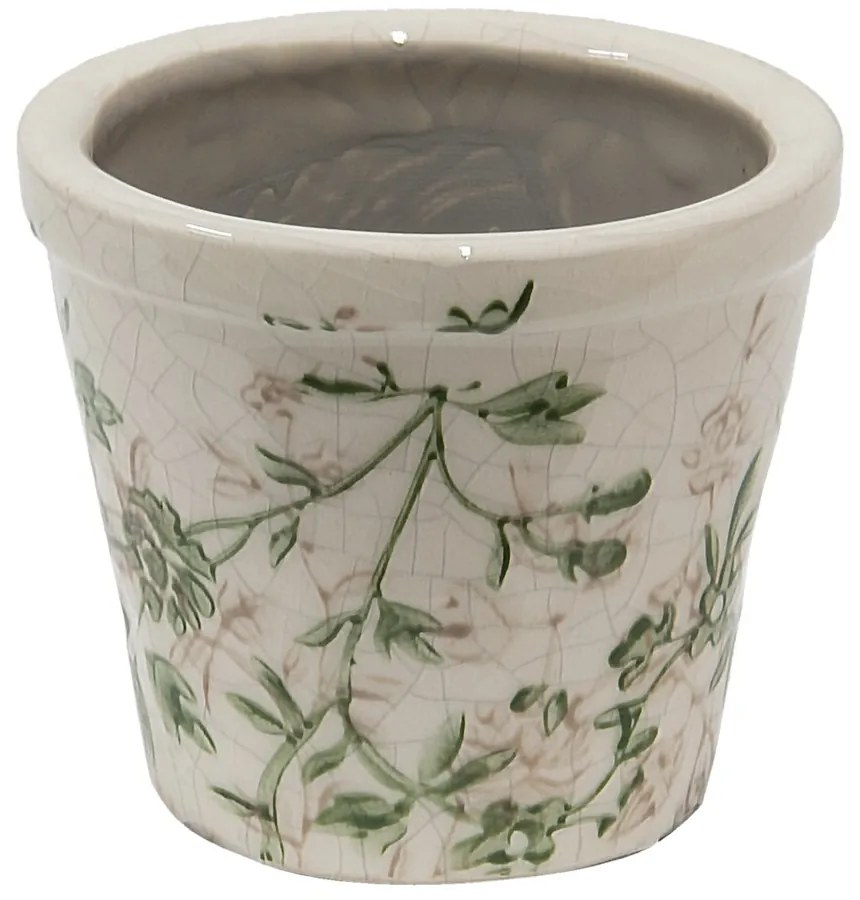 Keramický obal na kvetináč so zelenými kvetmi Ganni green XS - Ø 8*7 cm