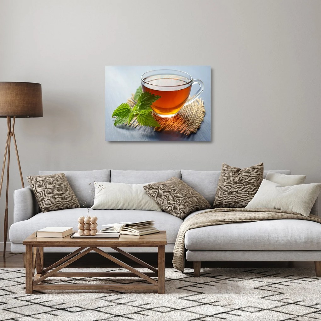 Sklenený obraz šálky s čajom (70x50 cm)