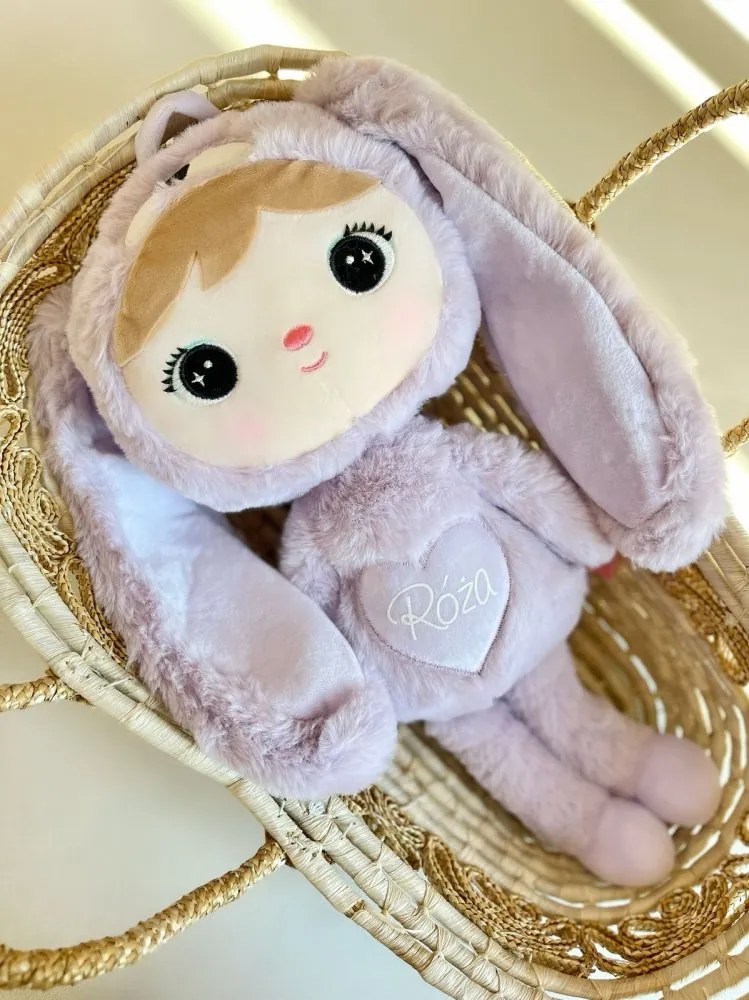Mojkáčik - Bábika zajačik fialová 48 cm