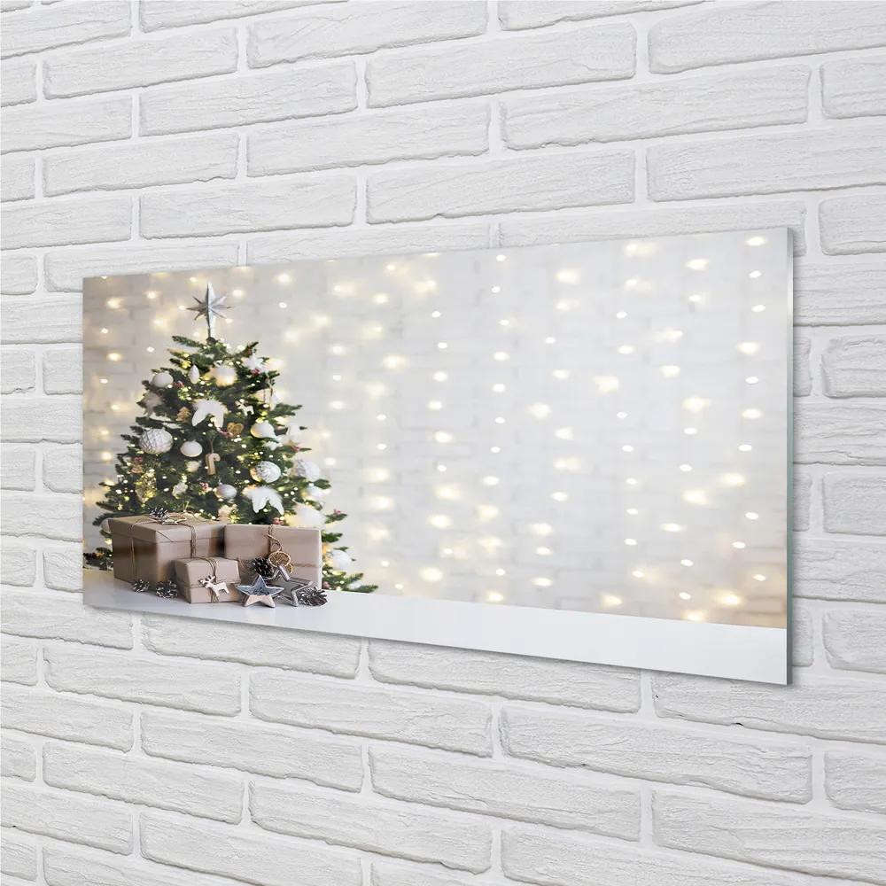 Obraz na akrylátovom skle Ozdoby na vianočný stromček darčeky 140x70 cm
