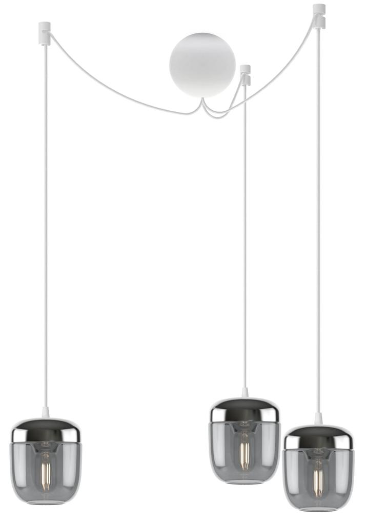 ACORN| dizajnové závesné svietidlo Farba: Dymové sklo, Sada: Tri tienidlá + Cannonball Cluster 3 biely