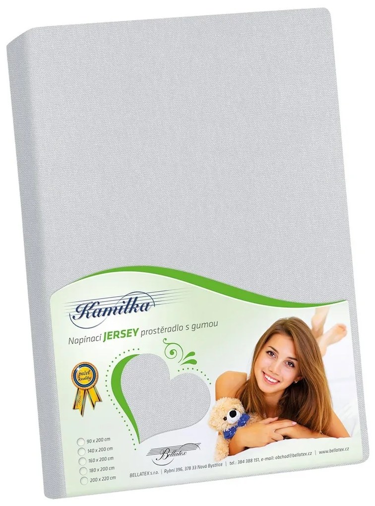 Bellatex jersey prestieradlo Kamilka svetlosivá, 160 x 200 cm