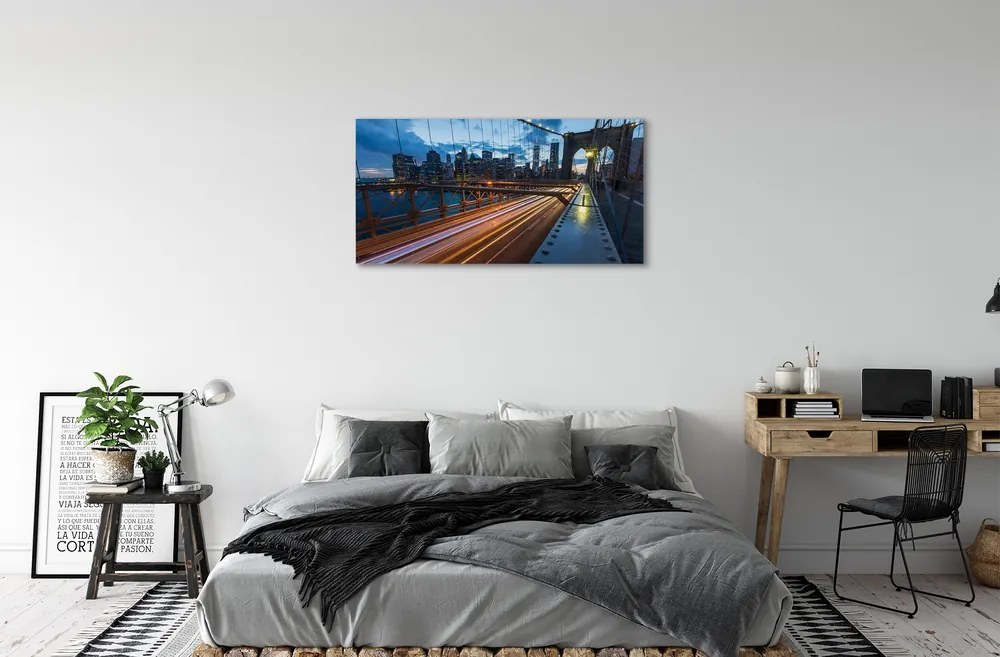 Obraz na plátne Mrakodrapy bridge river 125x50 cm