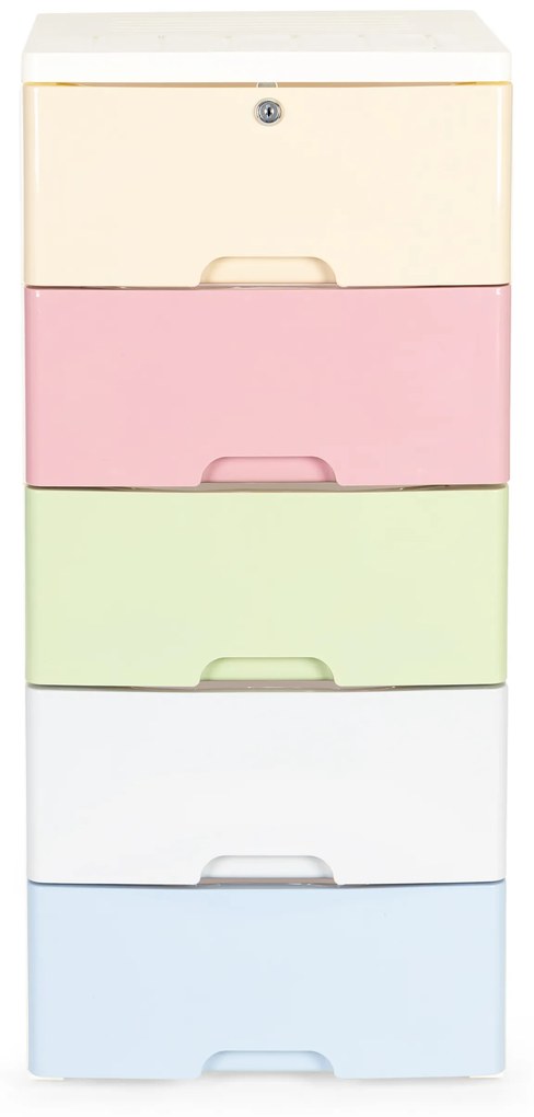 Regál na kolieskach s 5 zásuvkami Pastel so zámkom