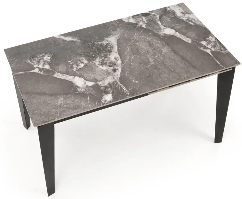 Rozkládací jídelní stůl Felix 141/201 cm popelavý mramor/černý