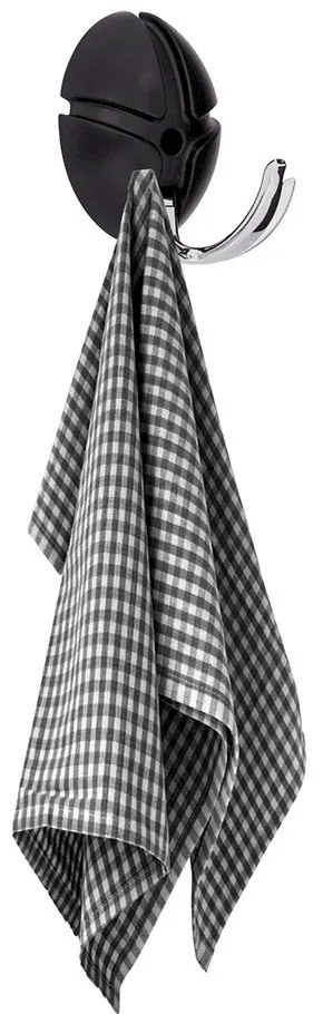 Čierny/v lesklej striebornej farbe nástenný plastový háčik Tick – Spinder Design