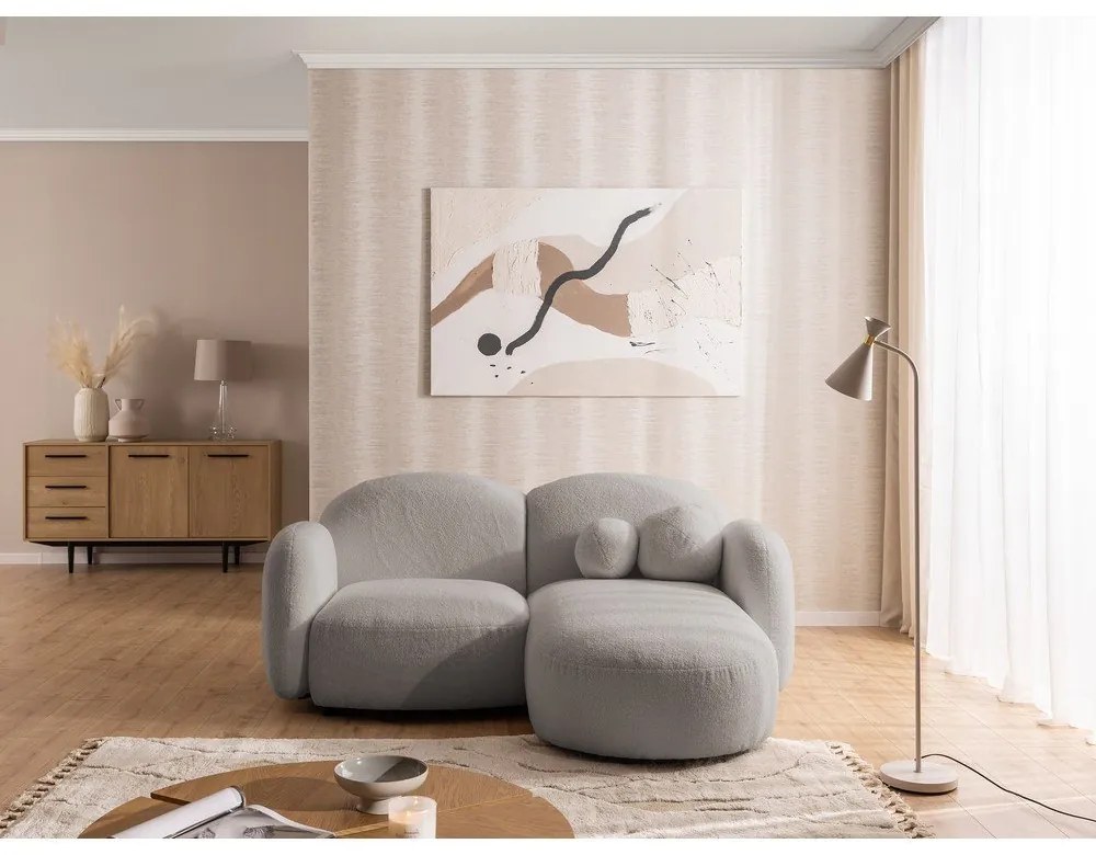 Sivá rohová pohovka z textílie buklé (pravý roh/s leňoškou) Orbit – Ropez