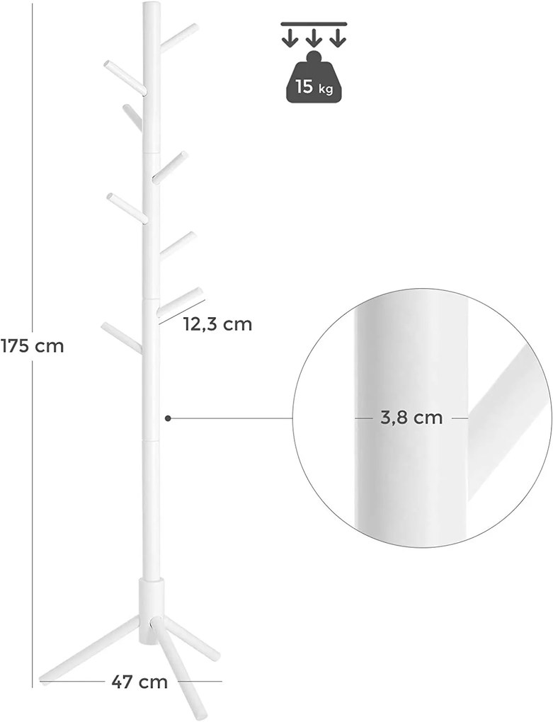 Biely vešiak z masívneho dreva STELLO