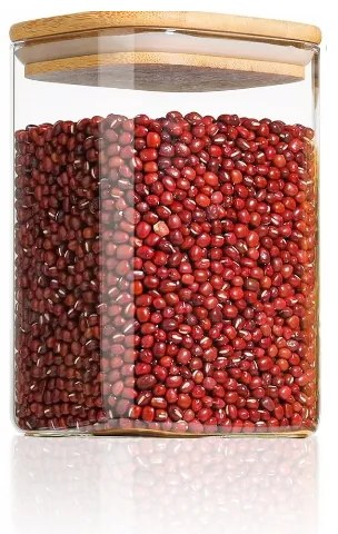 Orion Sklenená dóza hranatá s bambusovým vrchnákom, 1 l BORO