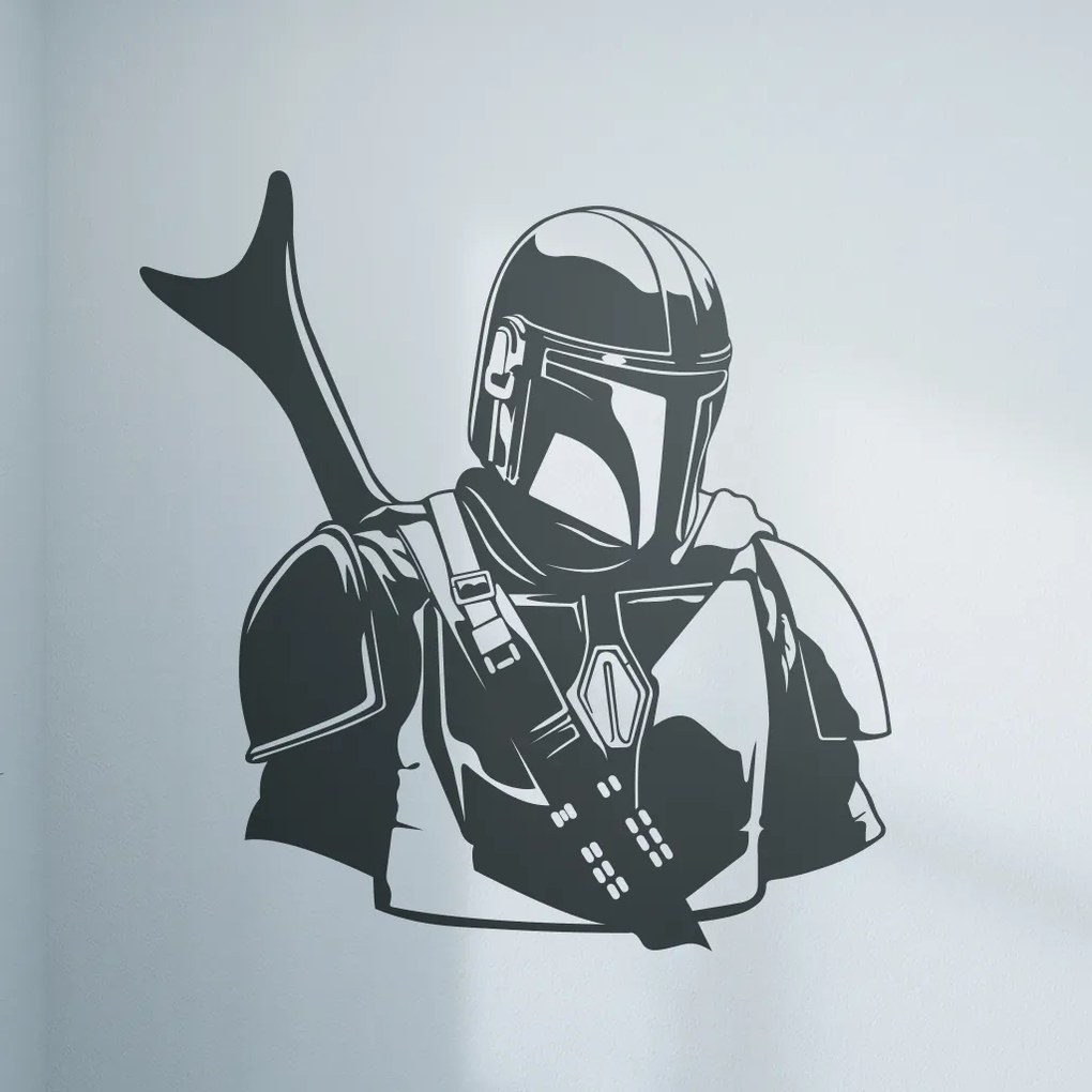 Veselá Stena Samolepka Mandalorian Star Wars Farba: černá, Veľkosť: 40 x 38 cm
