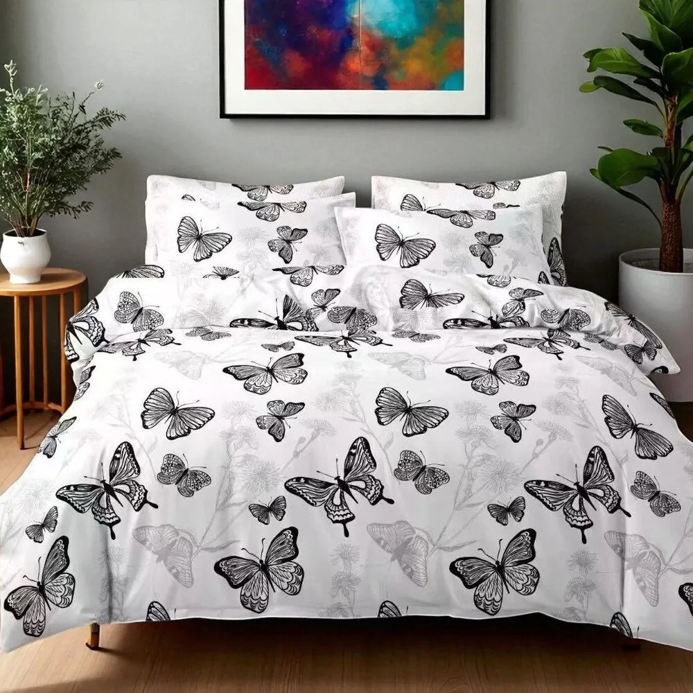 Obliečky OPRAH WHITE BUTTERFLIES 7-dielna sada 140x200 cm