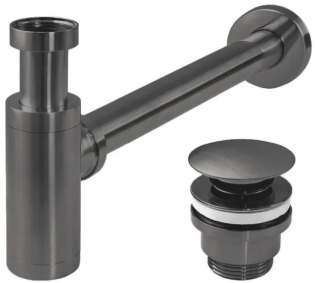 Rea Rea, umývadlový sifón s univerzálnou odtokovou zátkou Click-Clack, grafitová, REA-A1562
