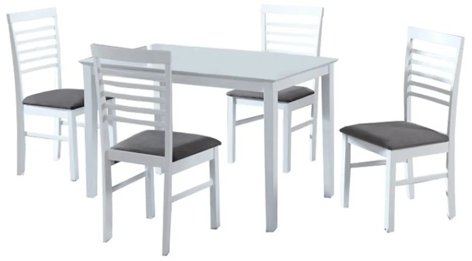 Jedálenský set, MDF biela/látka sivá, BRISBO 1+4
