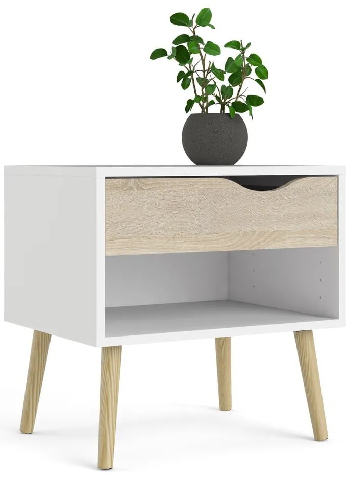 Biely/v prírodnej farbe nočný stolík Oslo – Tvilum