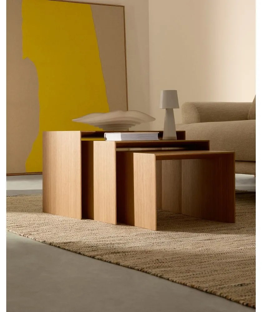 Odkladacie stolíky v súprave 3 ks v dekore duba 40x60 cm Litto – Kave Home