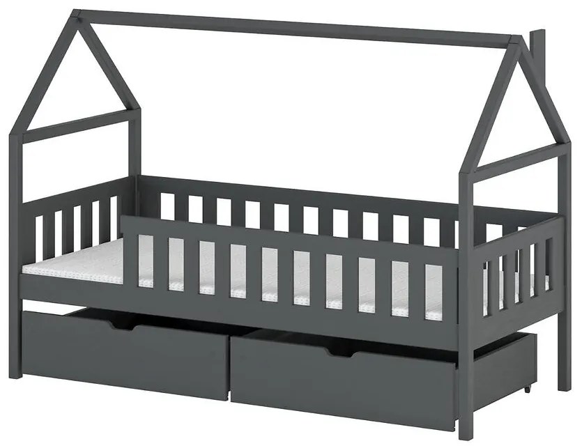 Posteľ Domček Domi 90x200 grafit