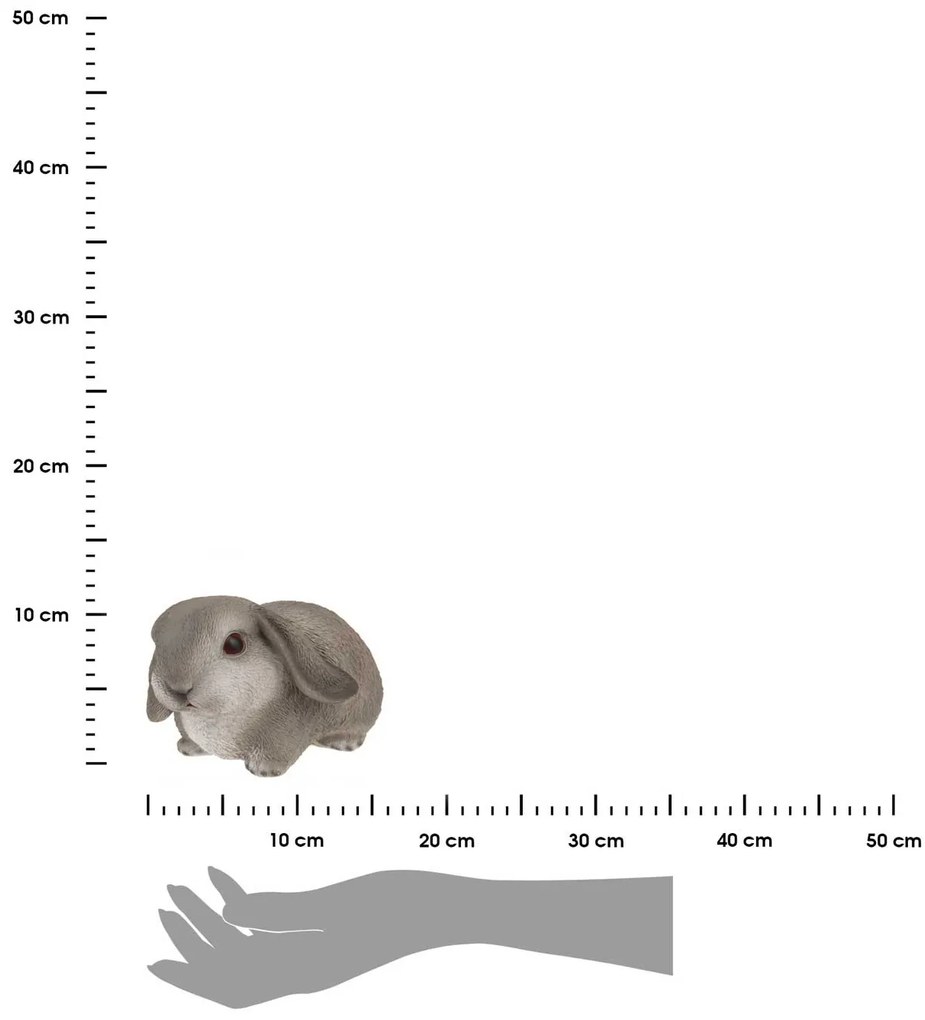 Záhradná figúrka z polyresinu Bunny, 16 cm, sivá