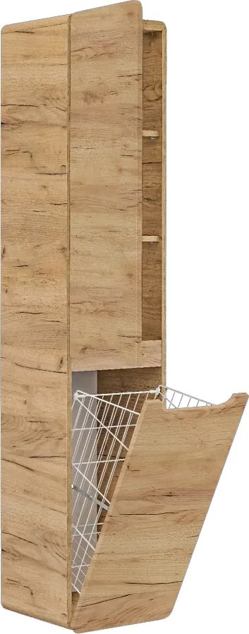 Comad Doplnková kúpeľňová skrinka vysoká Aruba Craft 35 s košom na bielizeň dub craft
