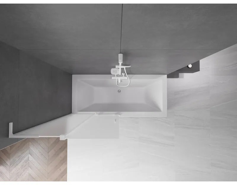 Mexen Velar L, 2-krídlová posuvná vaňová zástena 90 x 150 cm, 8mm sklo námraza, biela matná, 896-090-003-31-20