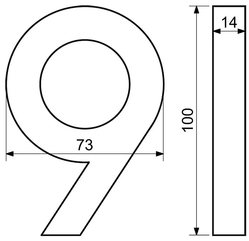 Domové čísla RICHTER 3D RN.100LV (HLINÍK), 9, richter stříbná