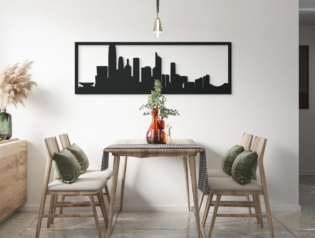 drevko Obraz Hongkong panoráma Rozmer obrazu: 29,5 x 89 cm, Farba dekorácie: Čierna