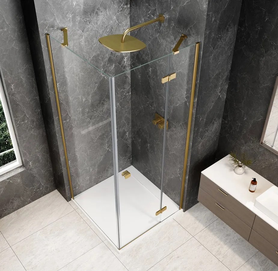 Polysan Polysan, GLOBE GOLD MATT štvorcová sprchová zástena 900x900mm, číre sklo, pravé, GB1090-3315RG