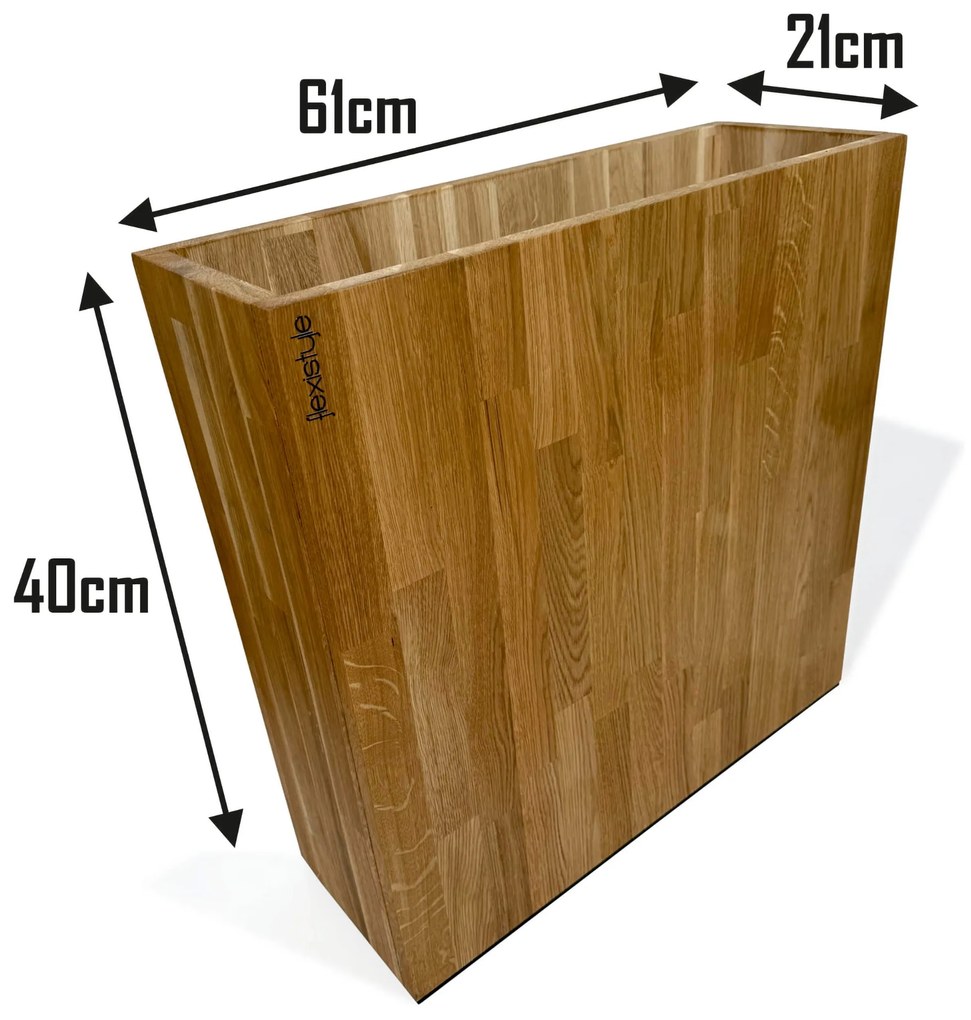 Dekorstudio Elegantný drevený dubový kvetináč do interiéru aj exteriéru 60x60x20cm