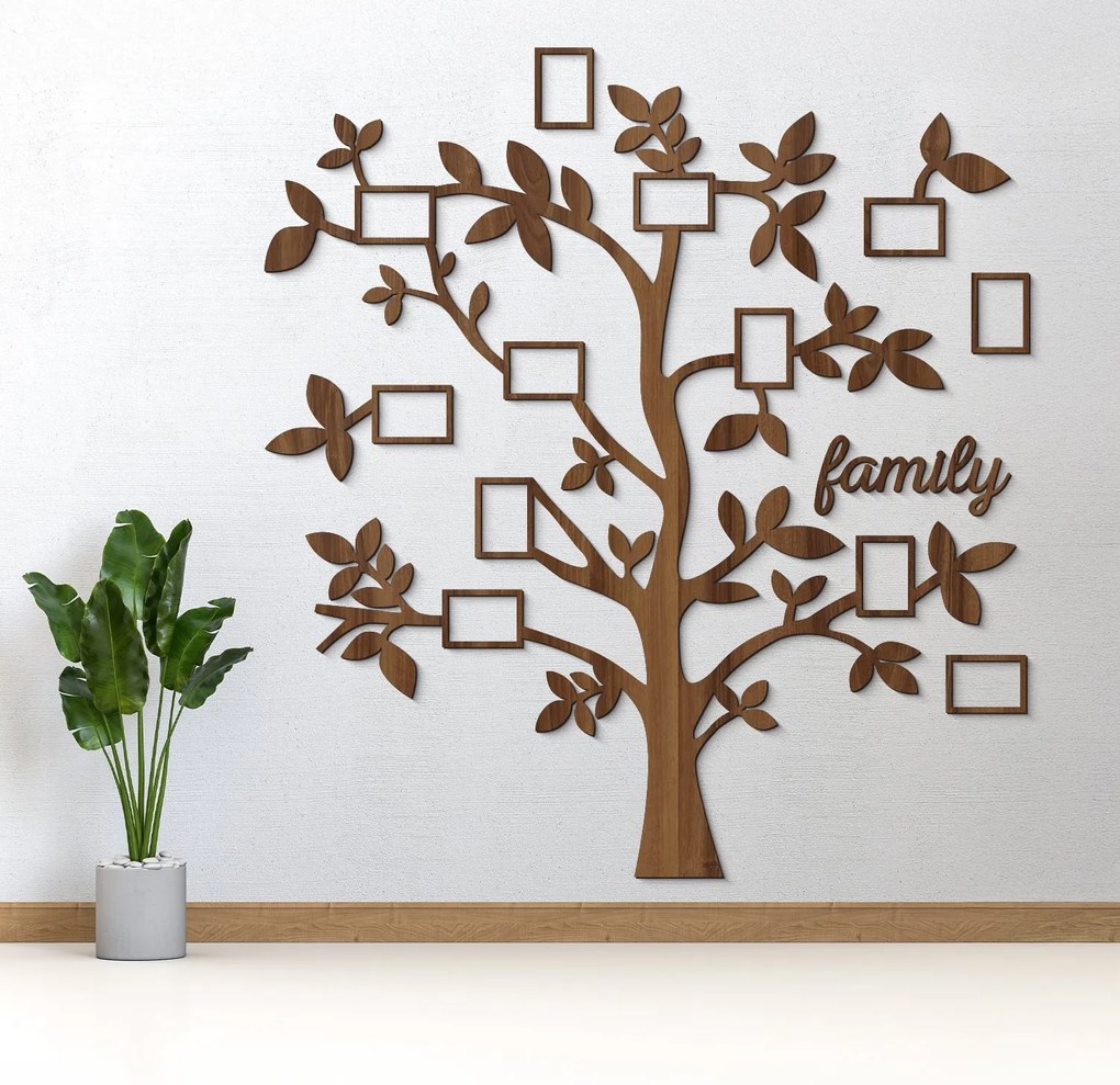 DUBLEZ | Drevený strom na stenu s fotorámikmi - Family