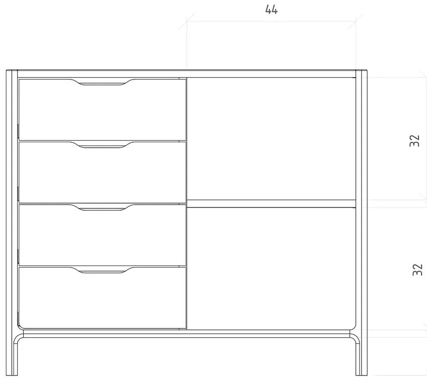 Nízka komoda z dubového dreva v prírodnej farbe 95x80 cm Twig – The Beds