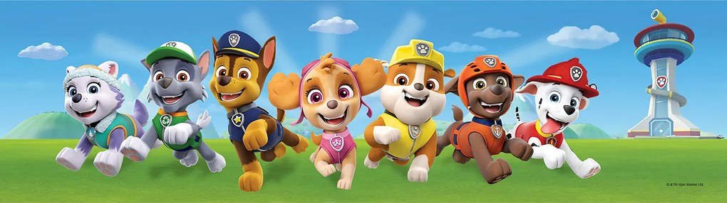 Detská samolepiaca bordúra Tlapková patrola ponáhľa na pomoc, 14x500 cm