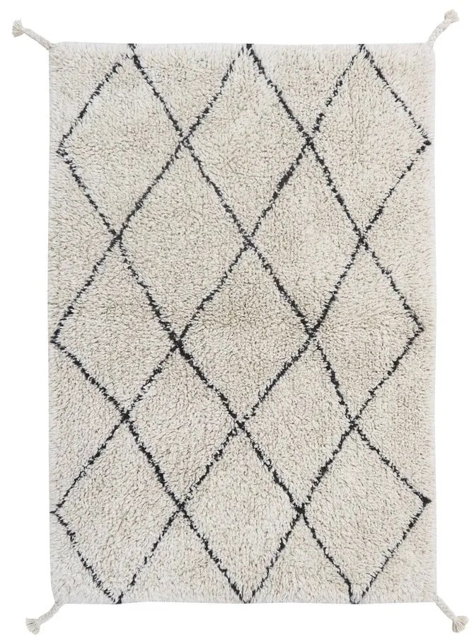 Krémový prateľný ručne tkaný bavlnený koberec 70x100 cm Mini Bereber – Lorena Canals