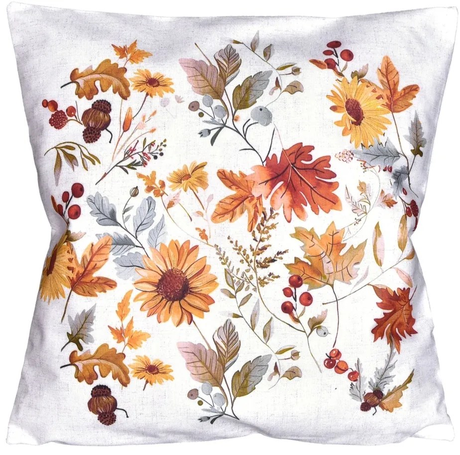 Forbyt Obliečka na vankúšik Jesenné kvety, 40 x 40 cm