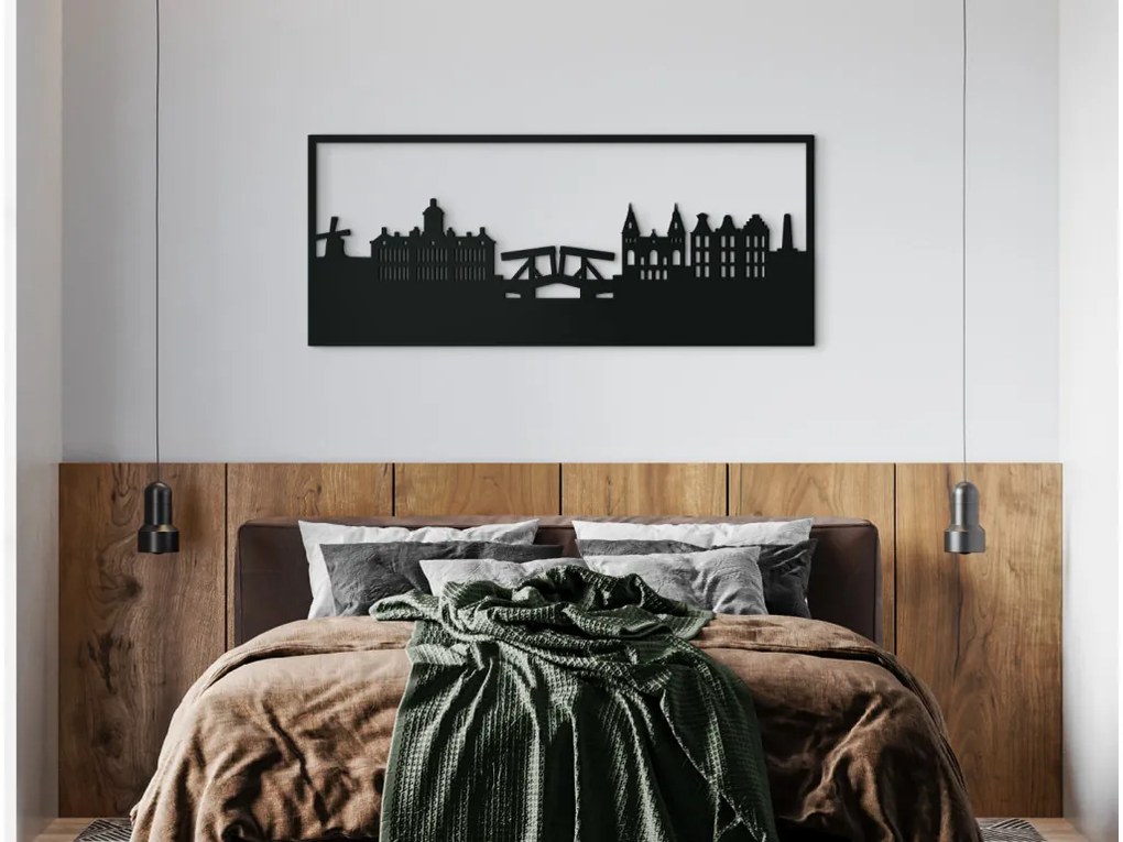 drevko Obraz Amsterdam Rozmer obrazu: 37 x 89 cm, Farba dekorácie: Čierna